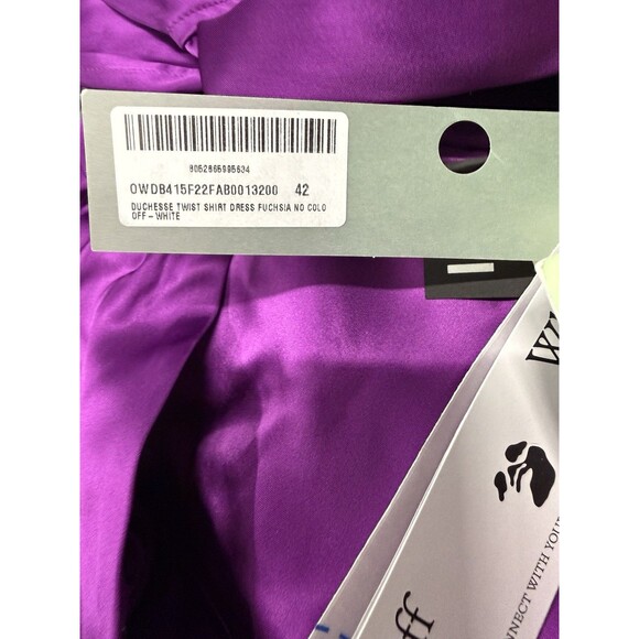 Women's Off White Duchesse Twist Shirt Dress in Fuchsia 42 Retail: $900 NWT - Picture 6 of 6